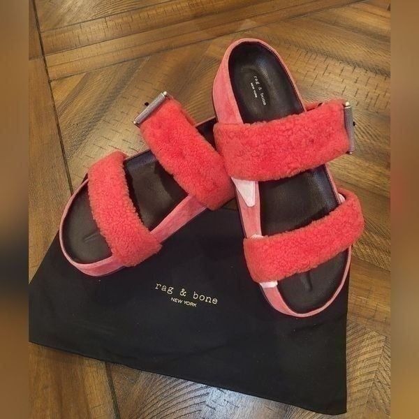 rag & bone stacked platform sandals size 11 EU 41 red