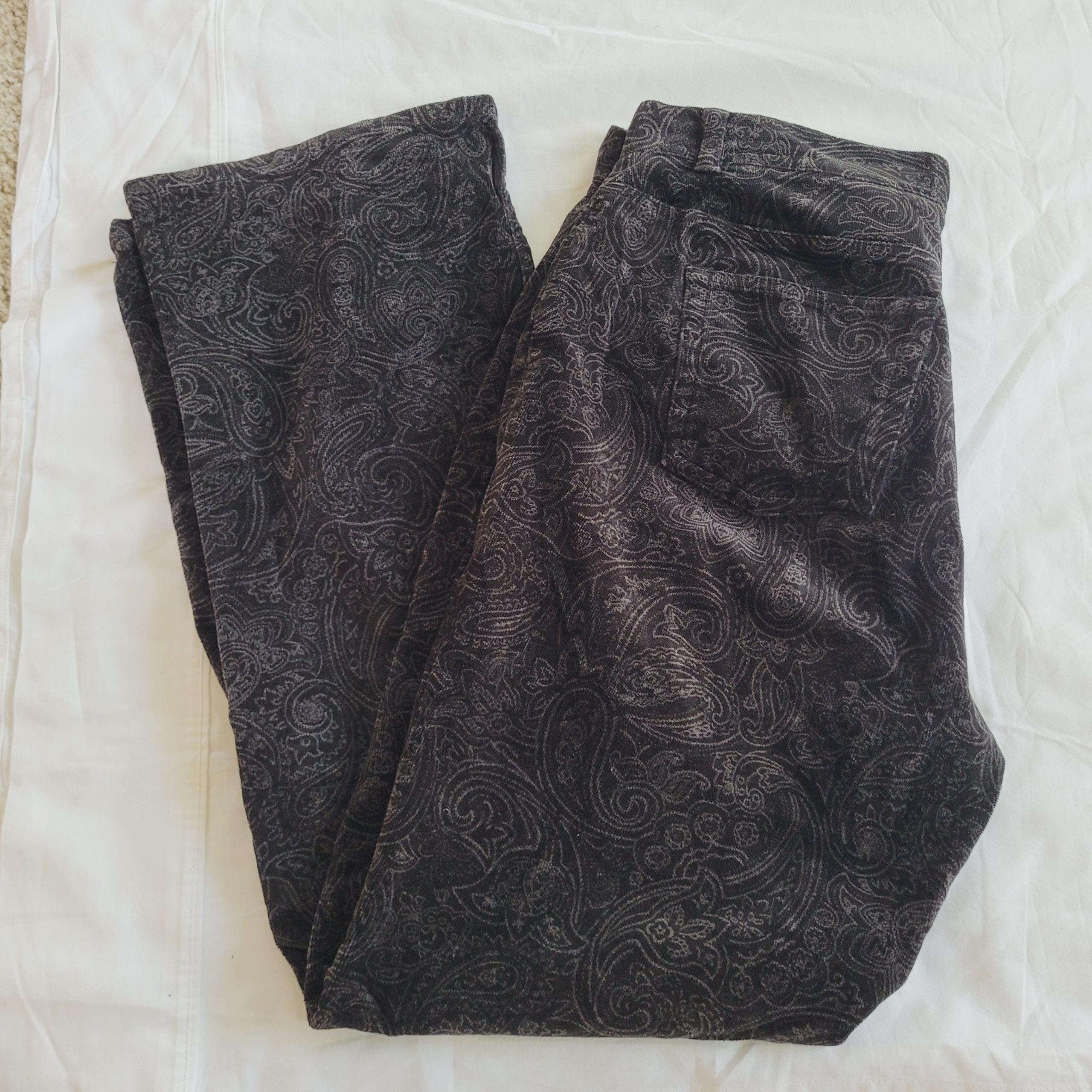 Charter Club women's black corduroy pants jeans whimsigoth size 8 medium paisley