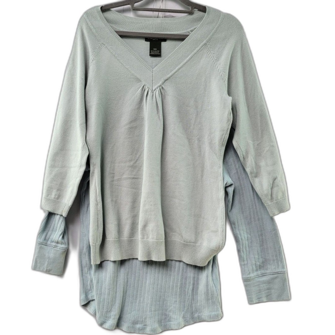 Bundle of x2 Eddie Bauer & Lauren Ralph Pastel Green & Blue Top 3/4 Sleeve Sz M