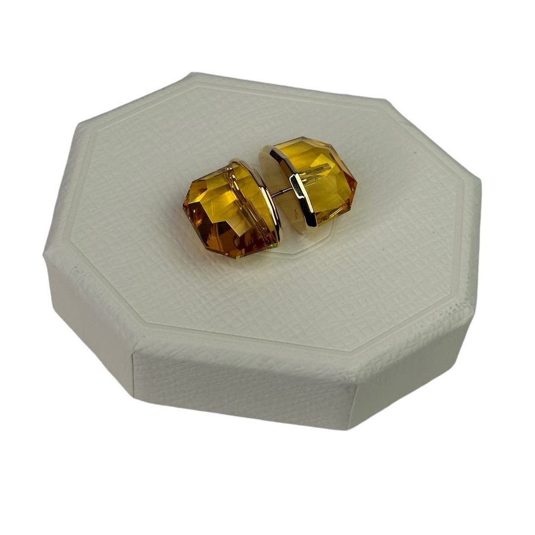 Swarovski Lucent stud earring Single, Yellow, Gold-tone plated