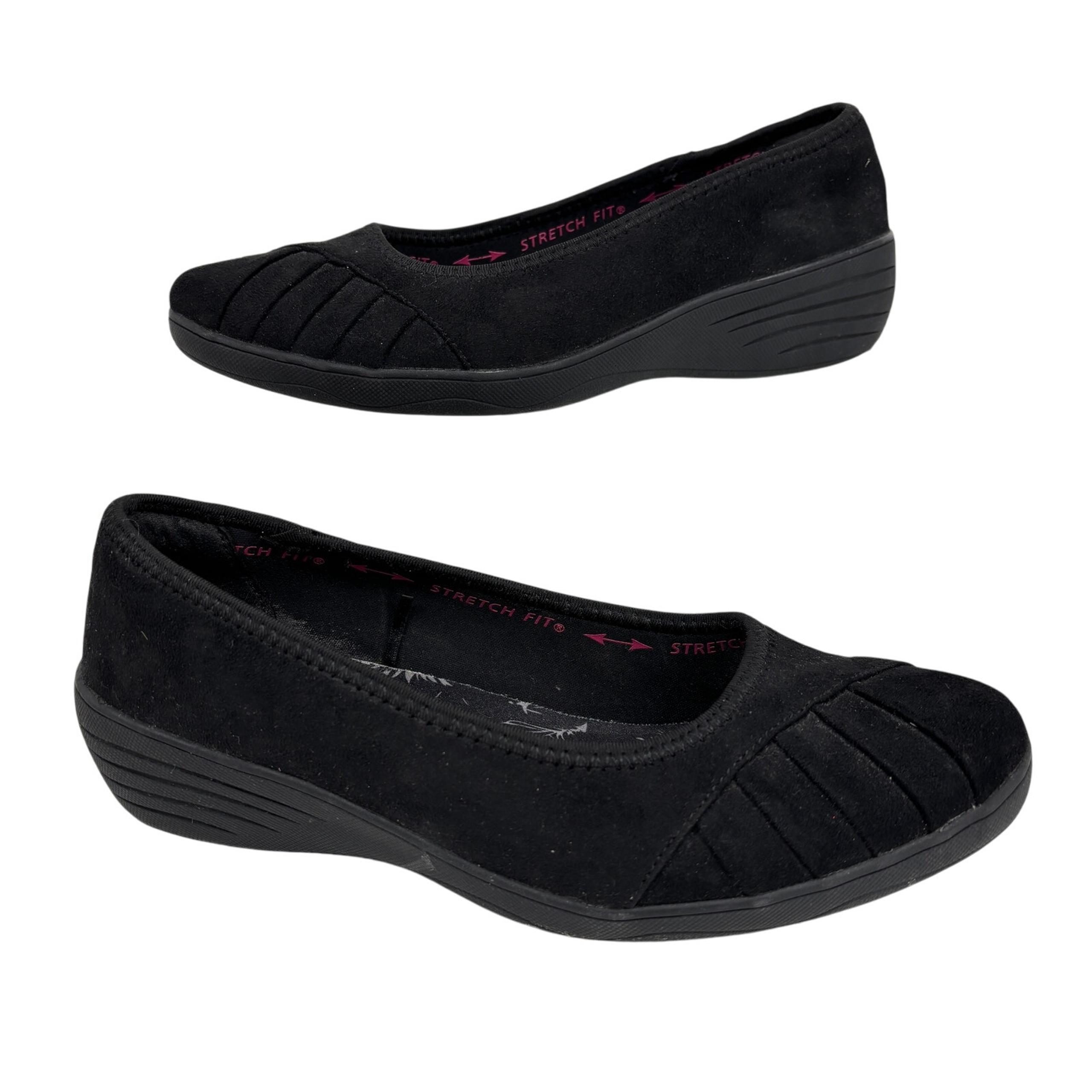 Skechers Loafer Slip On Womens Size 8.5 Black Pleated Comfort Memory Foam