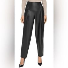 NWOT DKNY Womens Faux Leather High Rise Ankle Pants Size S
