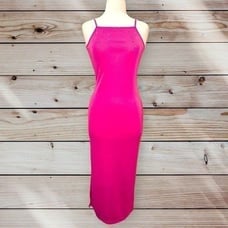 D9 Vintage Vtg 80s On N'est Pas Des Anges Dress Hot Pink Open Back Maxi 6