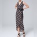 WHBM diagonal striped faux wrap maxi dress
