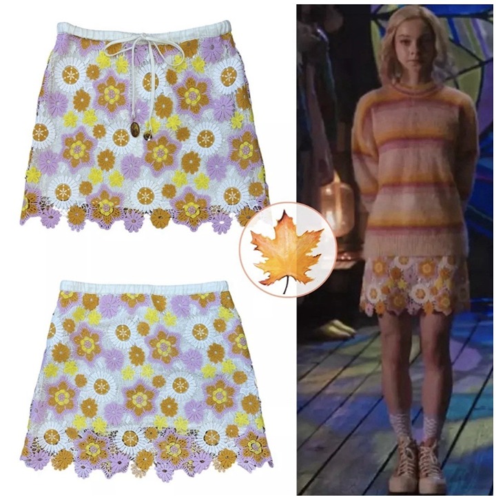Zara Floral Retro Crochet Skirt Small ASO Enid Sinclair Wednesday Boho Hippie