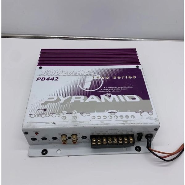Pyramid Car Amplifier PB442 300 Watt 4 Channel Bass & Treble Boost Amp Purple
