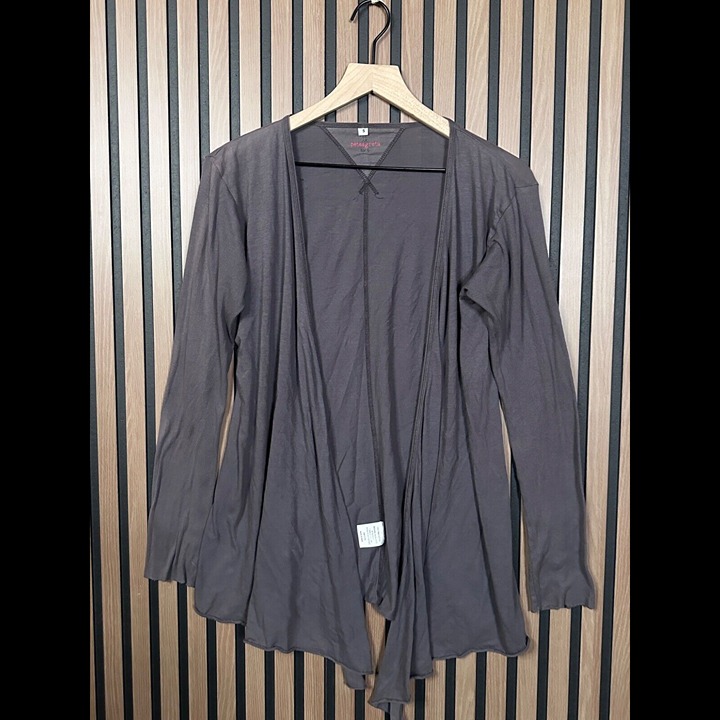 Pete & Greta Cardigan Small Gray Ribbed Open Front Johnny Was Pima Cotton *READ