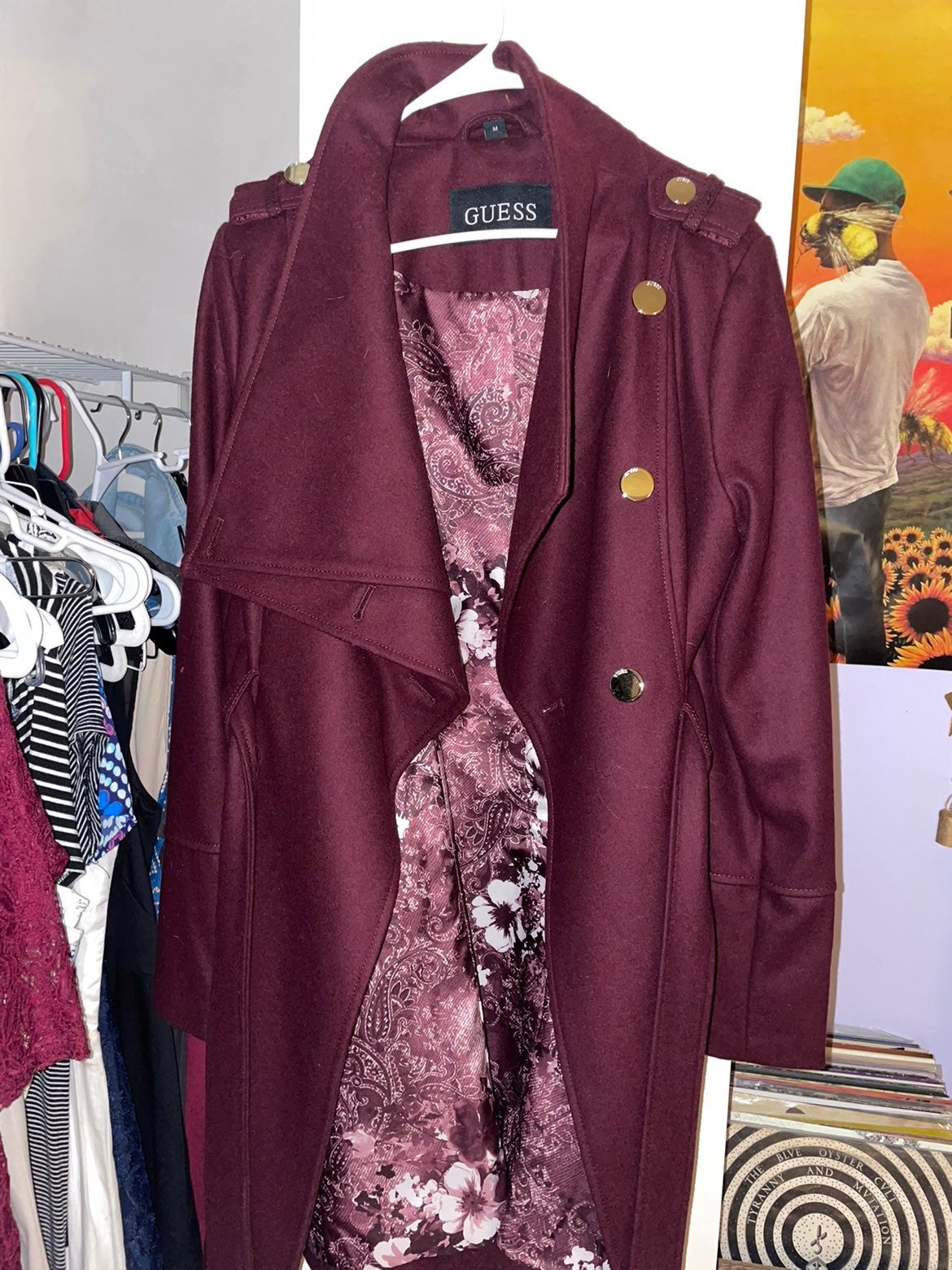 Guess Wool and Polyester Trench Coat