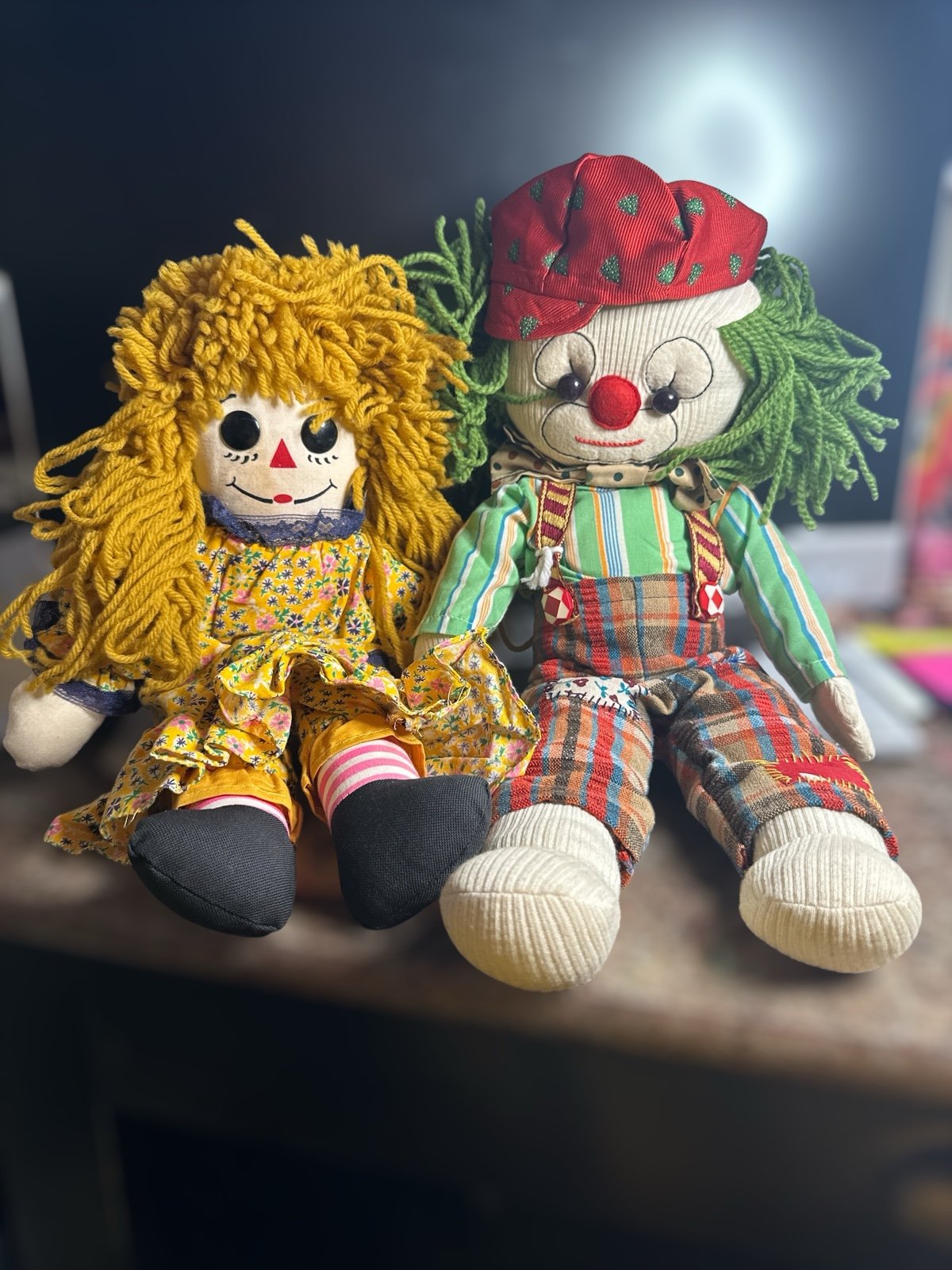 Raggedy Ann and cute clown sold together