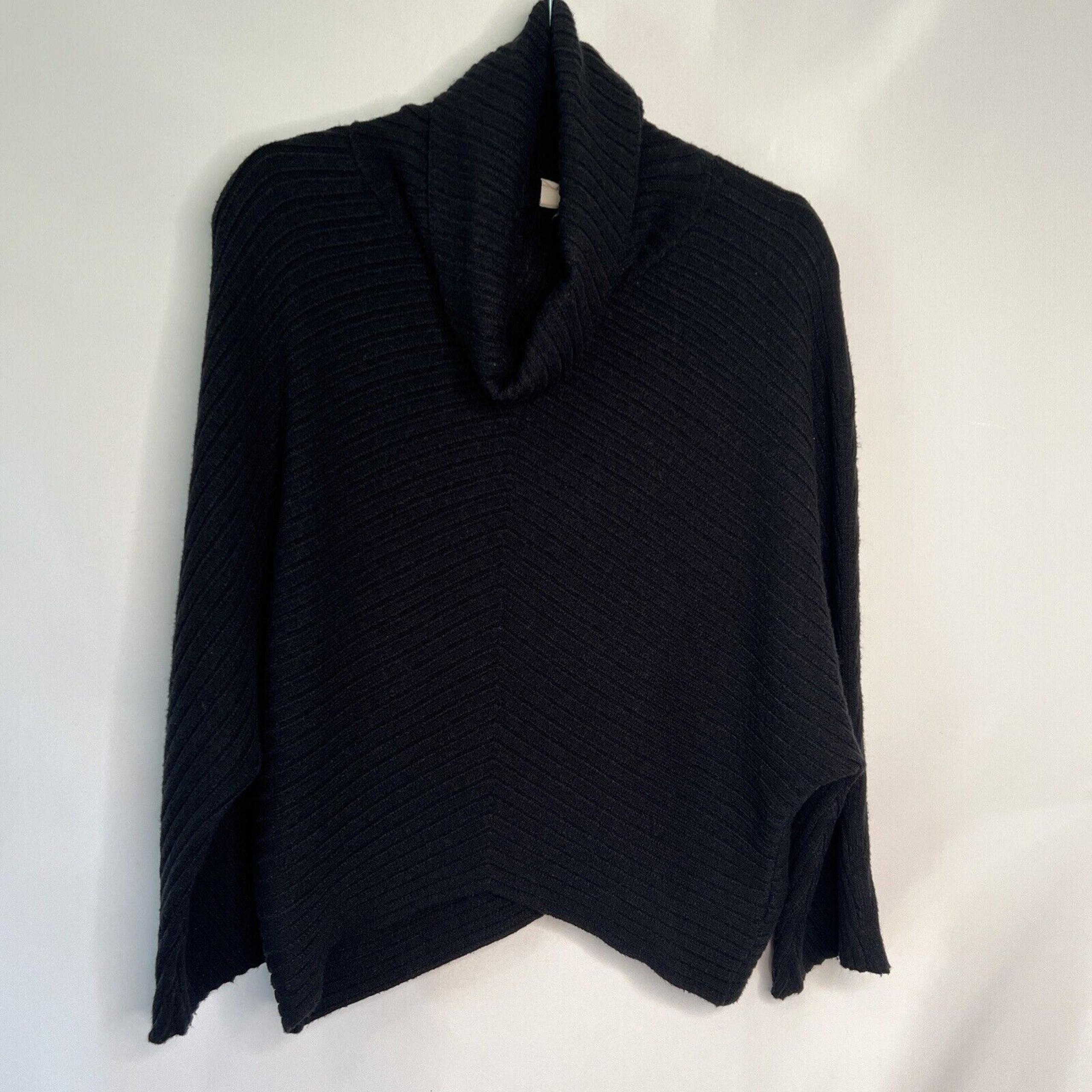 Moth by Anthropologie Pullover Sweater Women Size MP Petite Black Solid Cowl