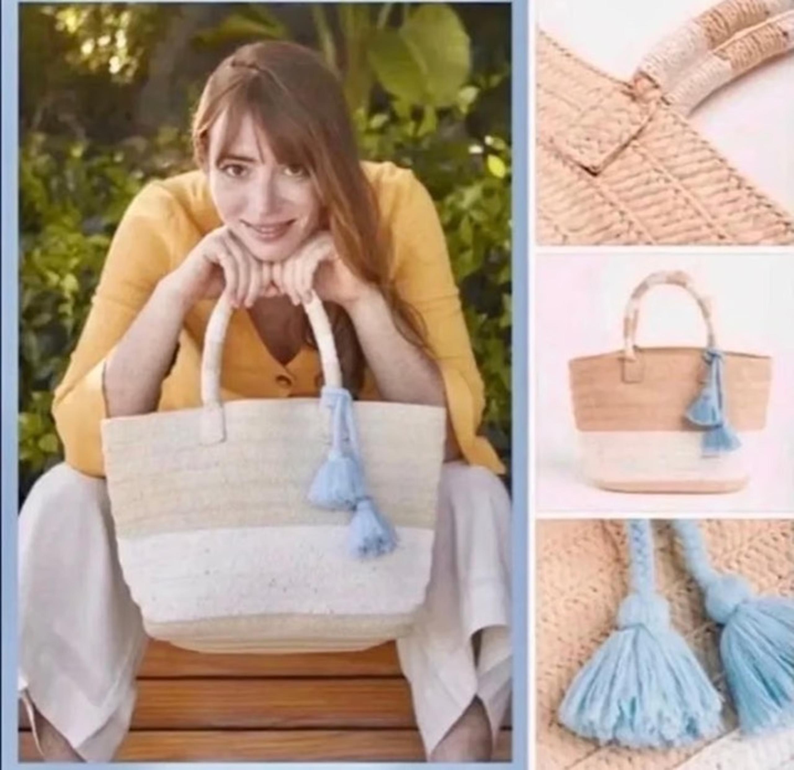 New ALTRU MADE FOR GOOD Handwoven Two Tone 100% Straw Tote Bag Handbag NEW