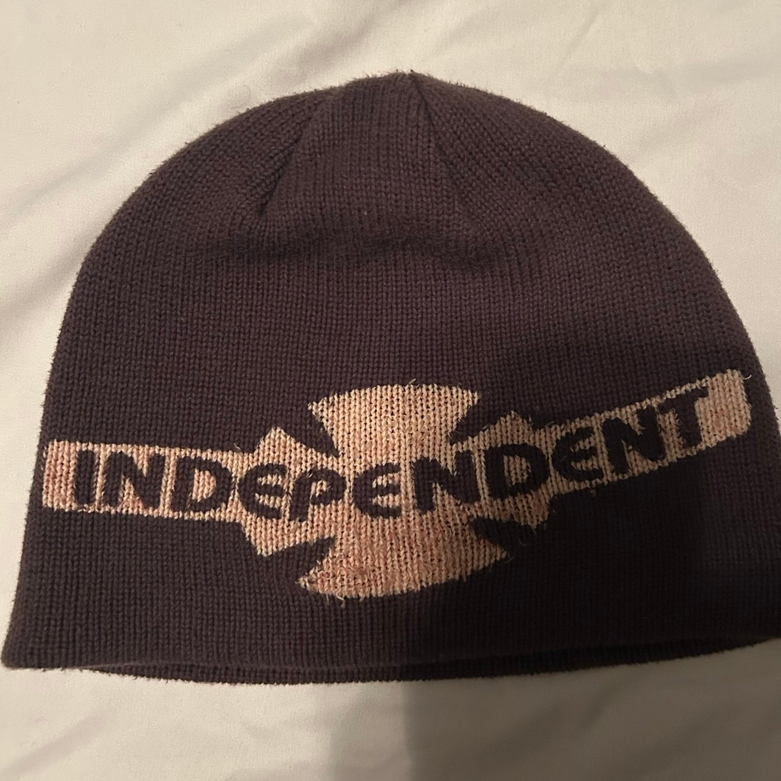 帽子 90s Independent Logo Beanie Vintage 90s Independent Trucks Brown & Cream Logo Beanie
