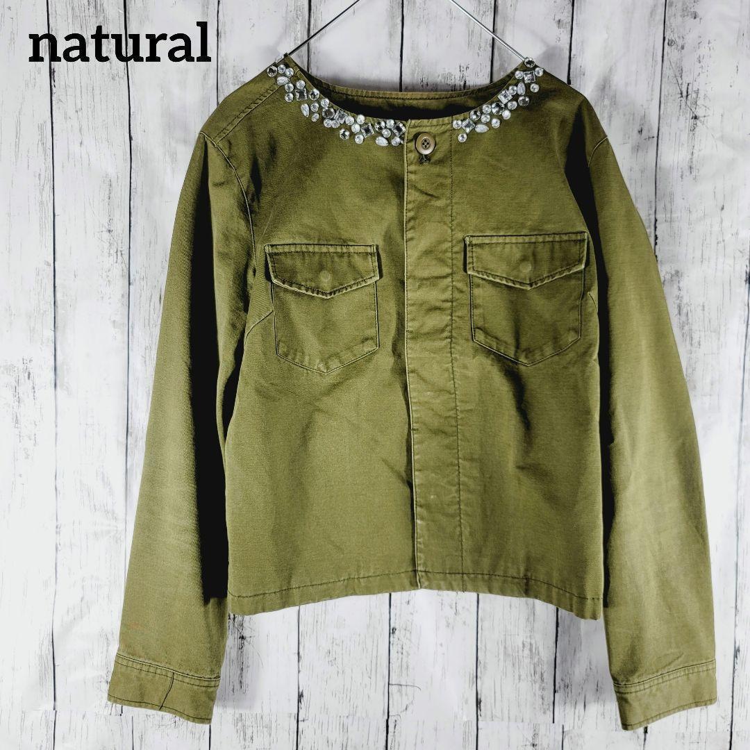 Natural [M] Beaded Short Jacket Military Shirt Stylish