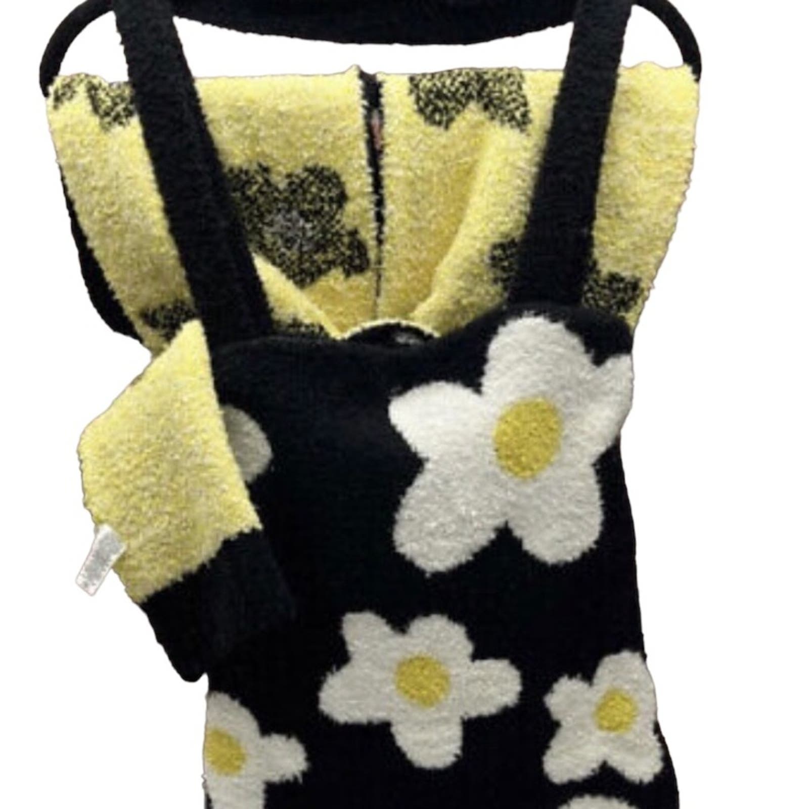 NWT BP Nordstrom Daisy Black and White Chenille Tote Bag and Scarf Set ~