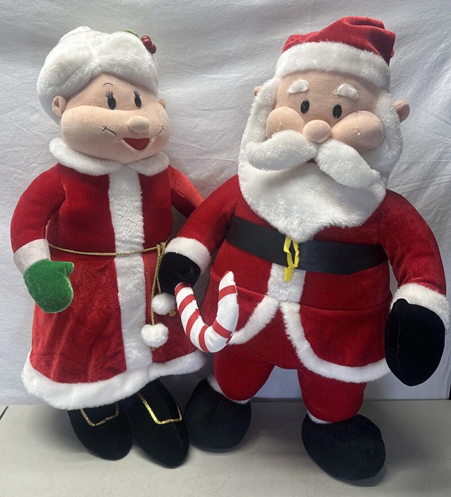 Gemmy Mr & Mrs Claus Door Greeter Standing Plush Christmas Decor 26inch~SEE