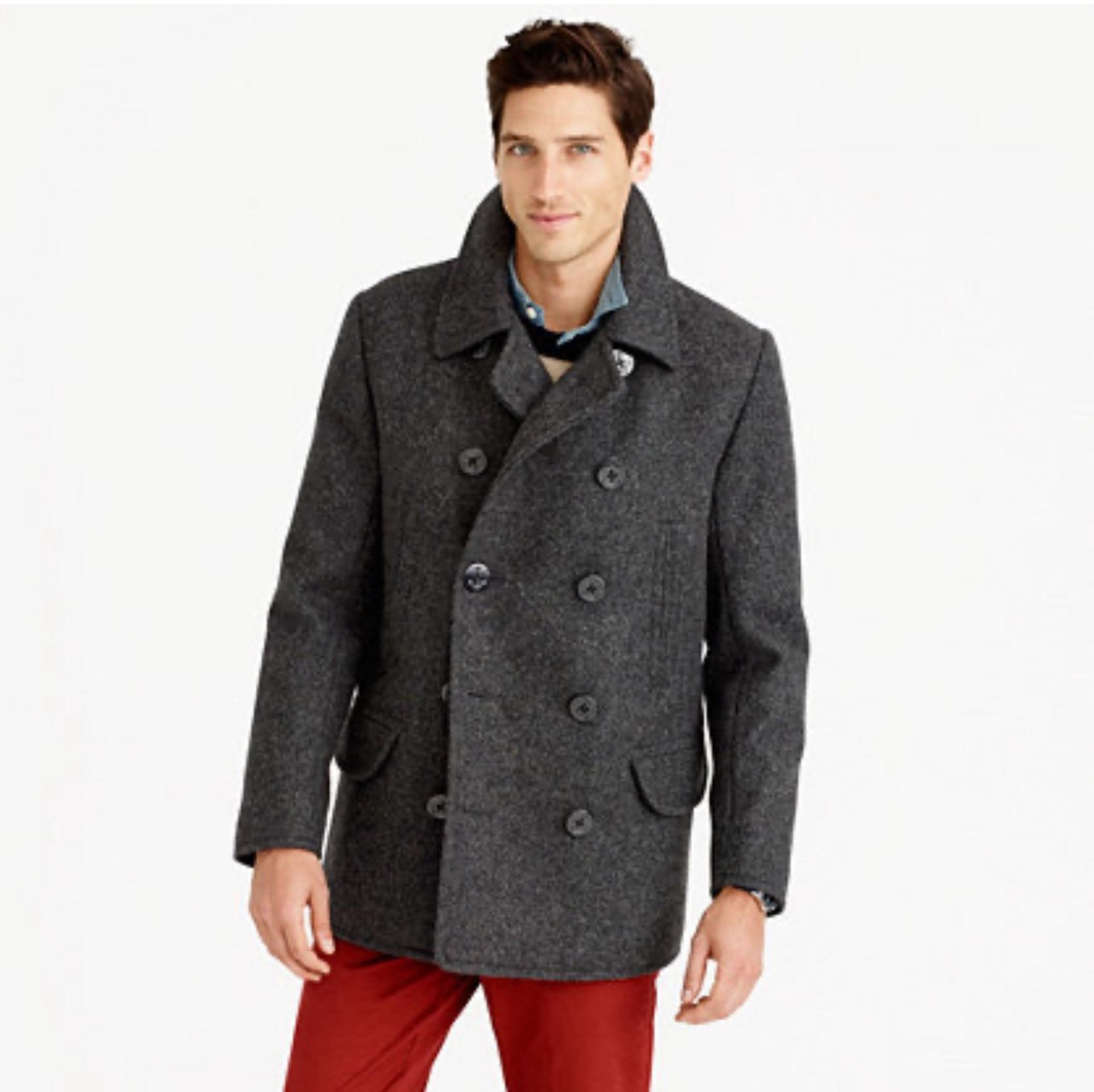*NEW* J.Crew Men's Wool Dock Peacoat w/ Thinsulate Dark Grey size S