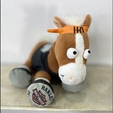 Harley Davidson Plush Stuffed Horse Animal Toy Horse Pillow. Brown