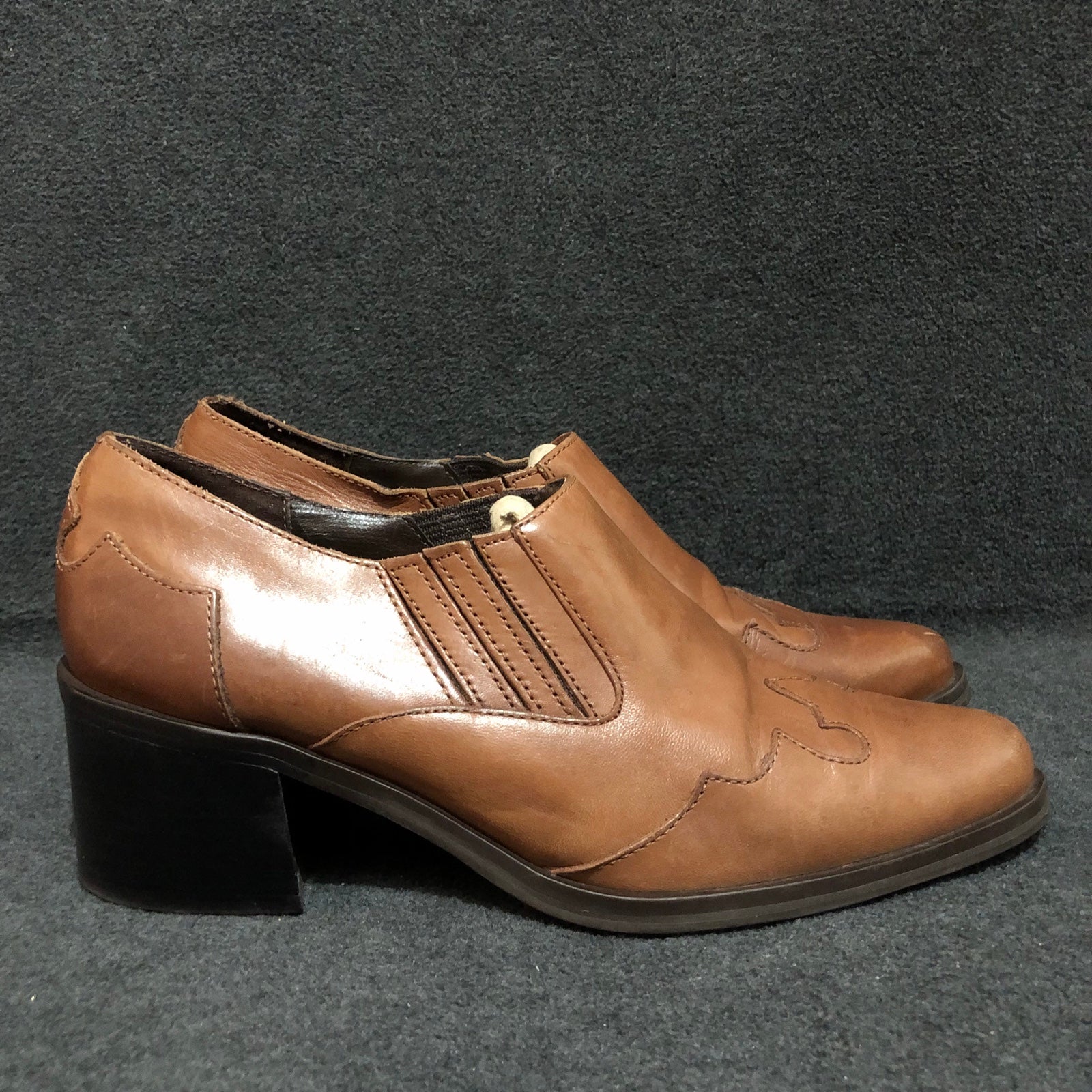 Amanda Smith Ranger Women’s 5.5 Cognac Brown Leather Block Heel Western Bootie