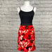 Larry Levine Red Floral Tiered Skirt