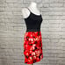 Larry Levine Red Floral Tiered Skirt
