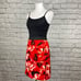 Larry Levine Red Floral Tiered Skirt