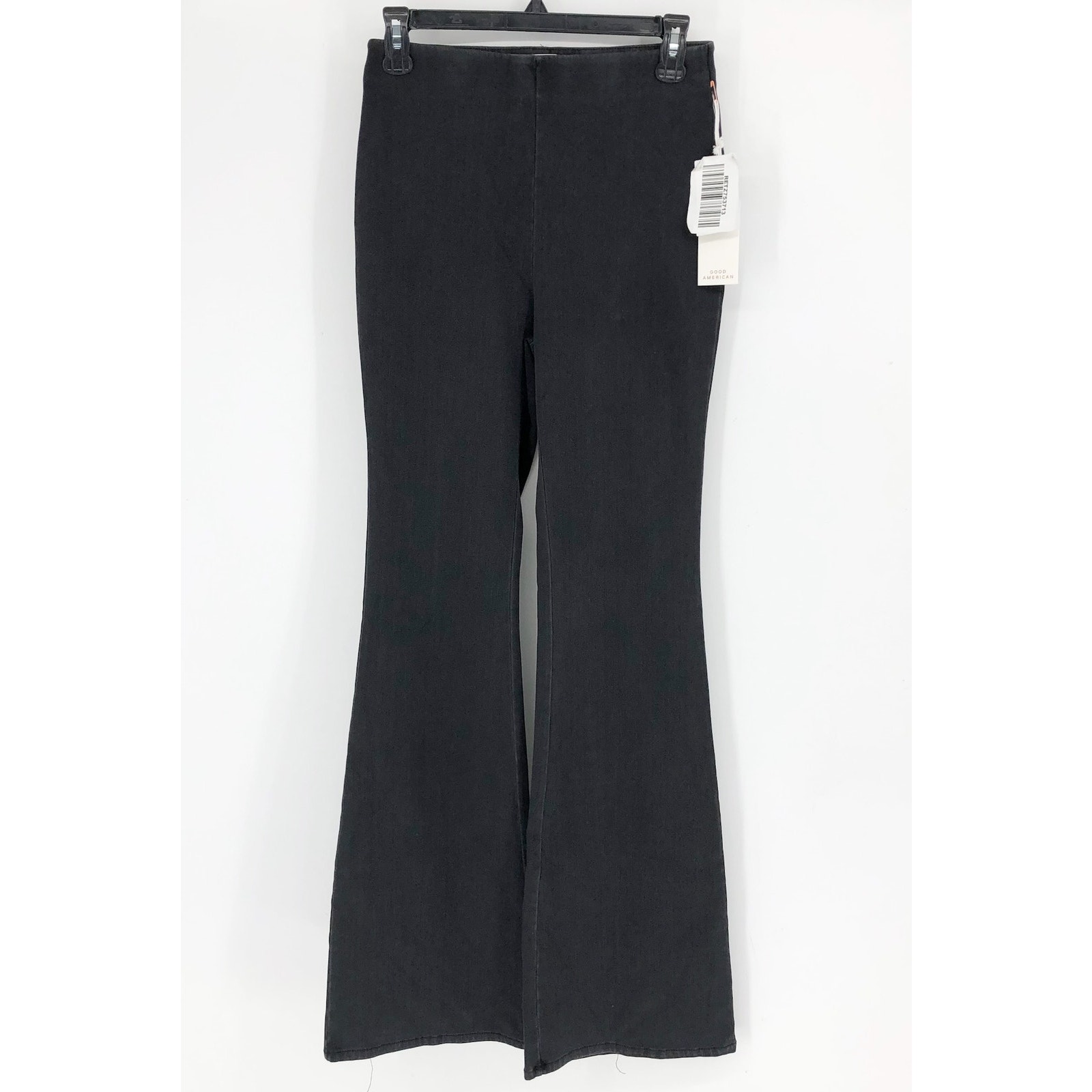 GOOD AMERICAN Flare Jeans Medium Black Pull-On High-Rise Stretch NWT