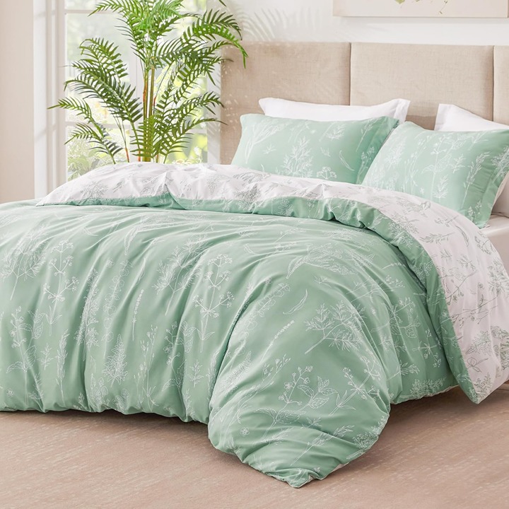 Sage Green Comforter Set Queen - Queen Size Comforter Set, 3 Pieces Cute Floral