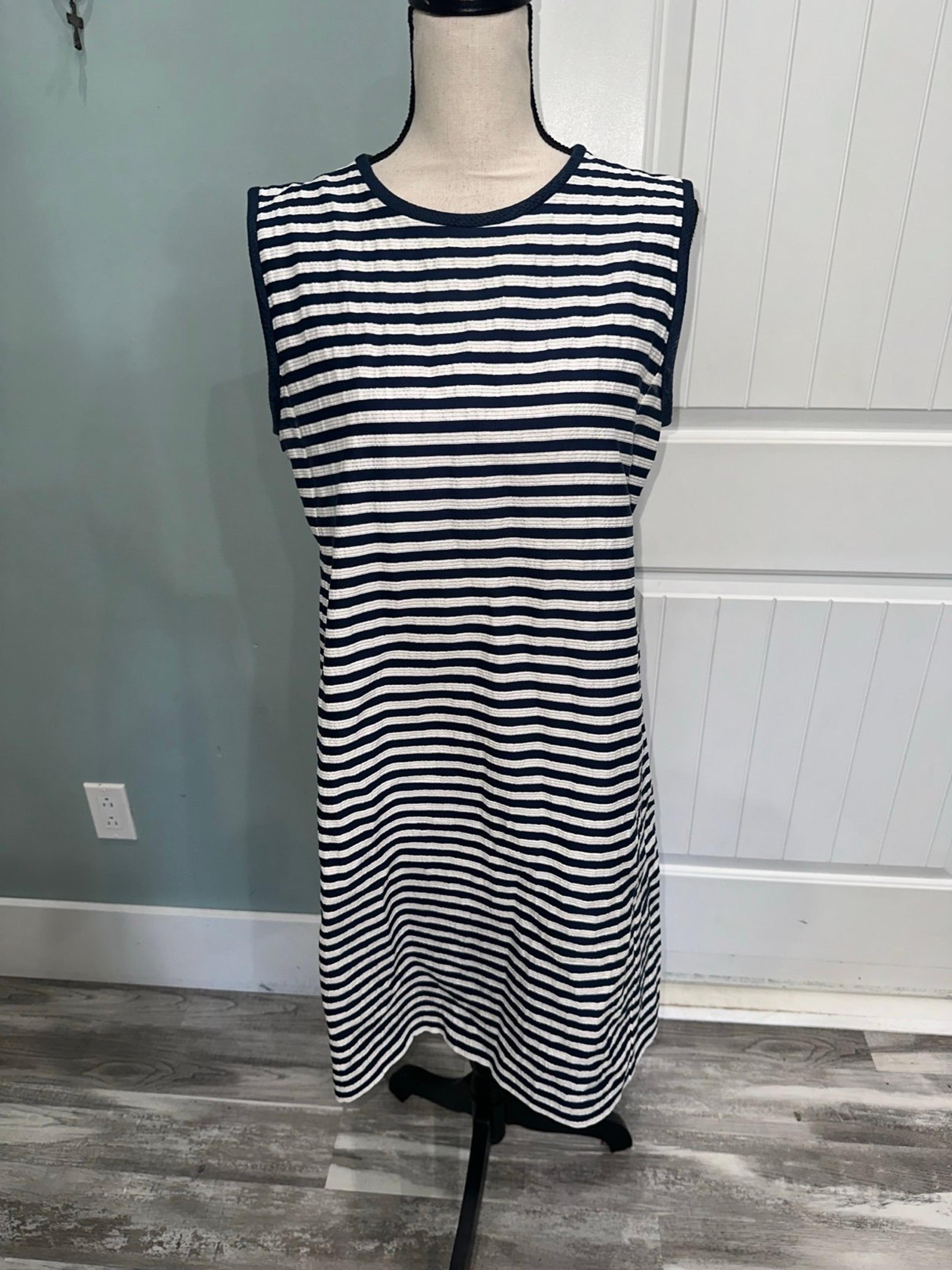 S Max Mara navy/white striped sleeveless mini dress size 10