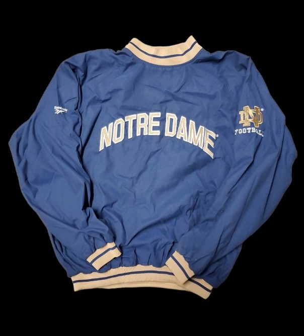 Vintage Rebook Notre Dame Pullover Large M 90s 1990s Navy Gold Windbreaker