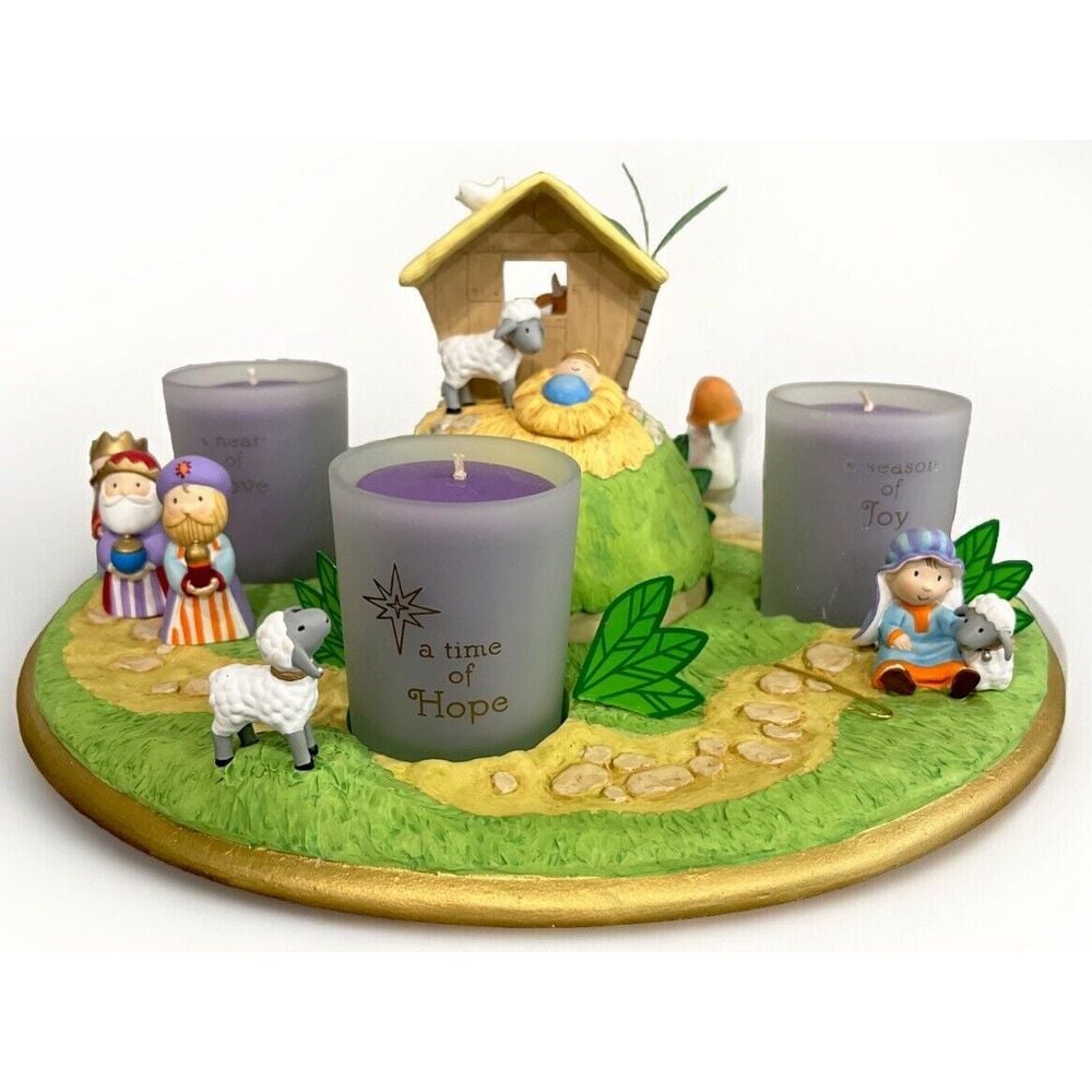 VINTAGE Hallmark Nativity Scene Advent Candleholder Set Christmas Holiday NEW!