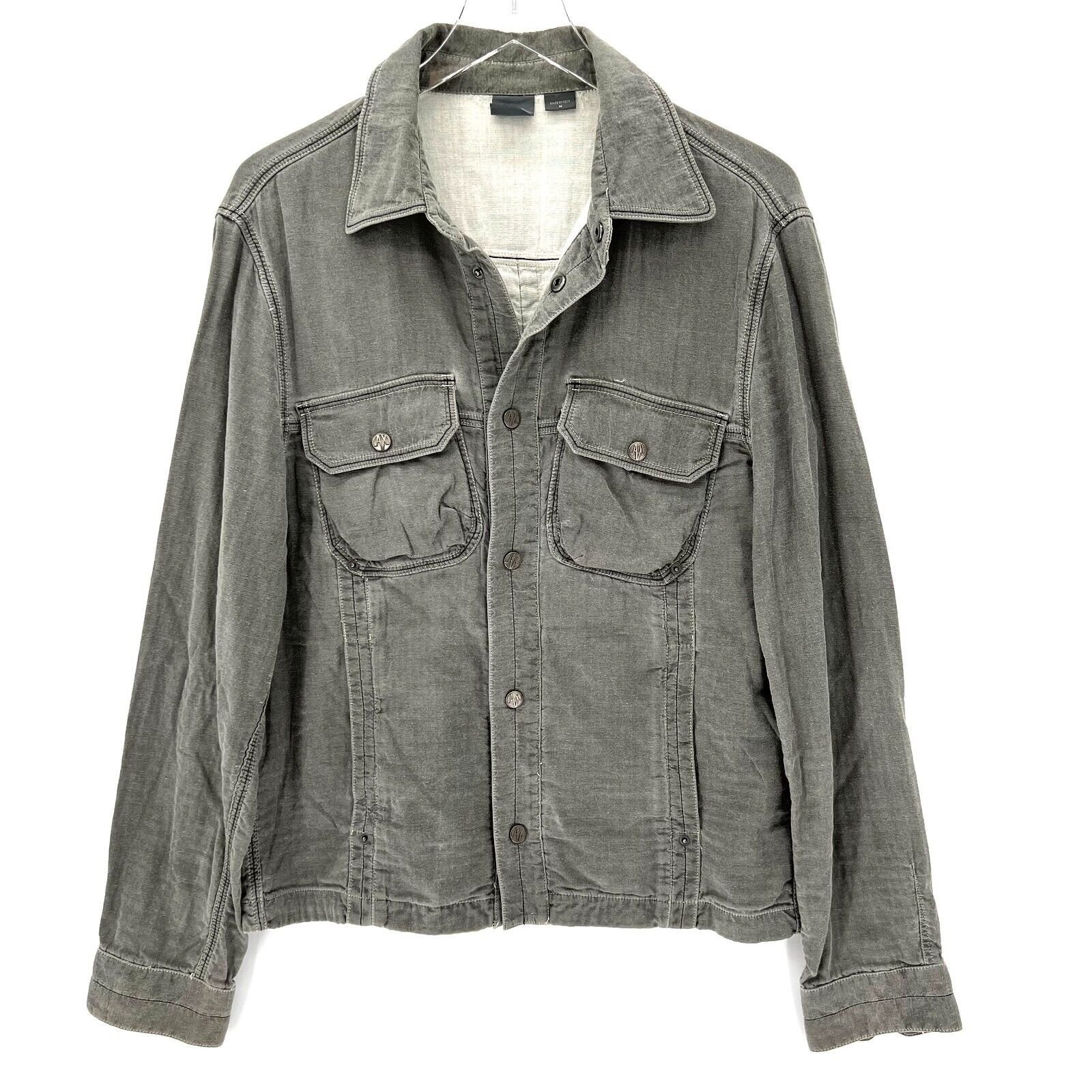 A|X Armani Exchange Button Up Jacket Mens Medium Cotton Chambray Trucker Coat