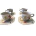 Mikasa Continental Janette Footed Cups and Saucers Lot of 4 Vintage Multi-Floral