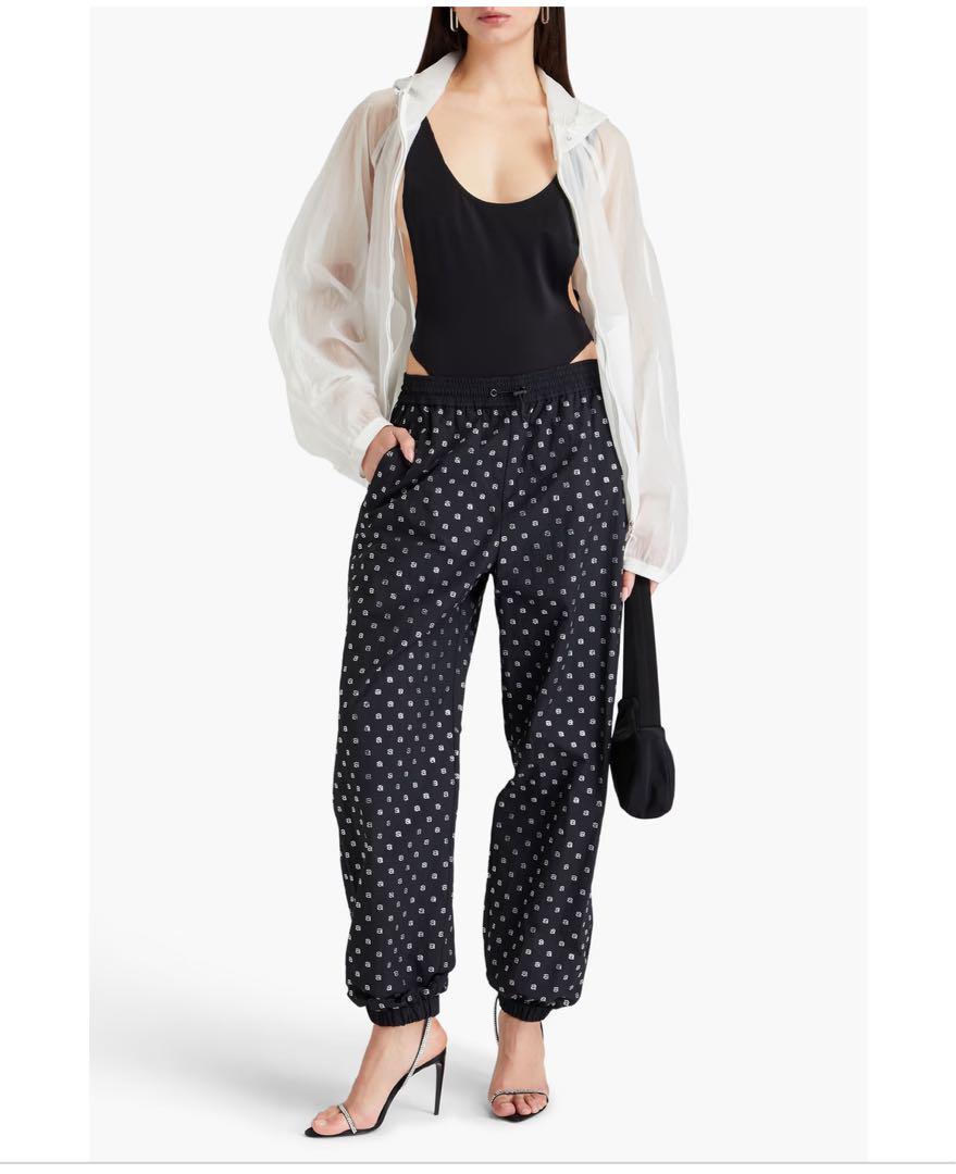 ALEXANDER WANG Taffeta Tapered Pants with Crystals