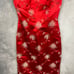 Vintage Madame Koo Chinese Cheongsam red satin Dress sz 8 side slits brocade