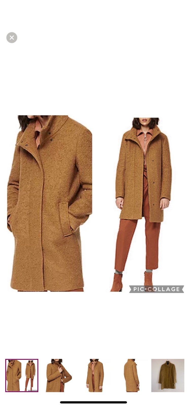 Marc New York Wool Verda Bouclé Coat in Dark Camel Size XS