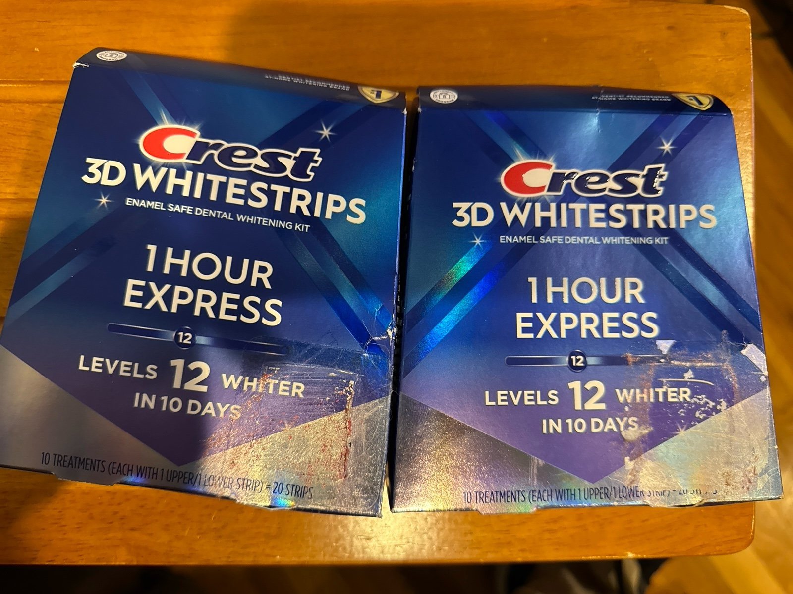 2-Crest 3D Whitestrips 1 Hour Express 12 Levels Whiter 10 Days 20 Strips