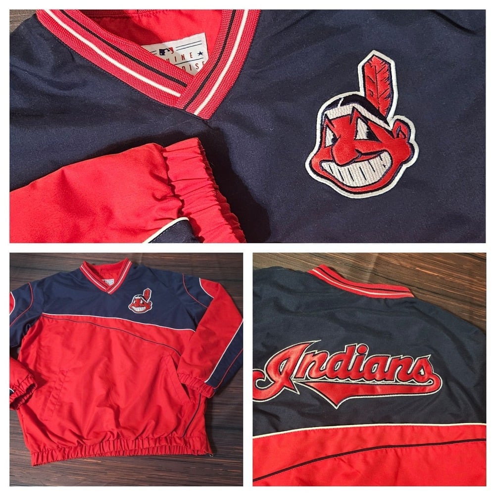 Cleveland Indians CHIEF WAHOO STITCHED Pullover Side Zip Jacket STARTER STYLE