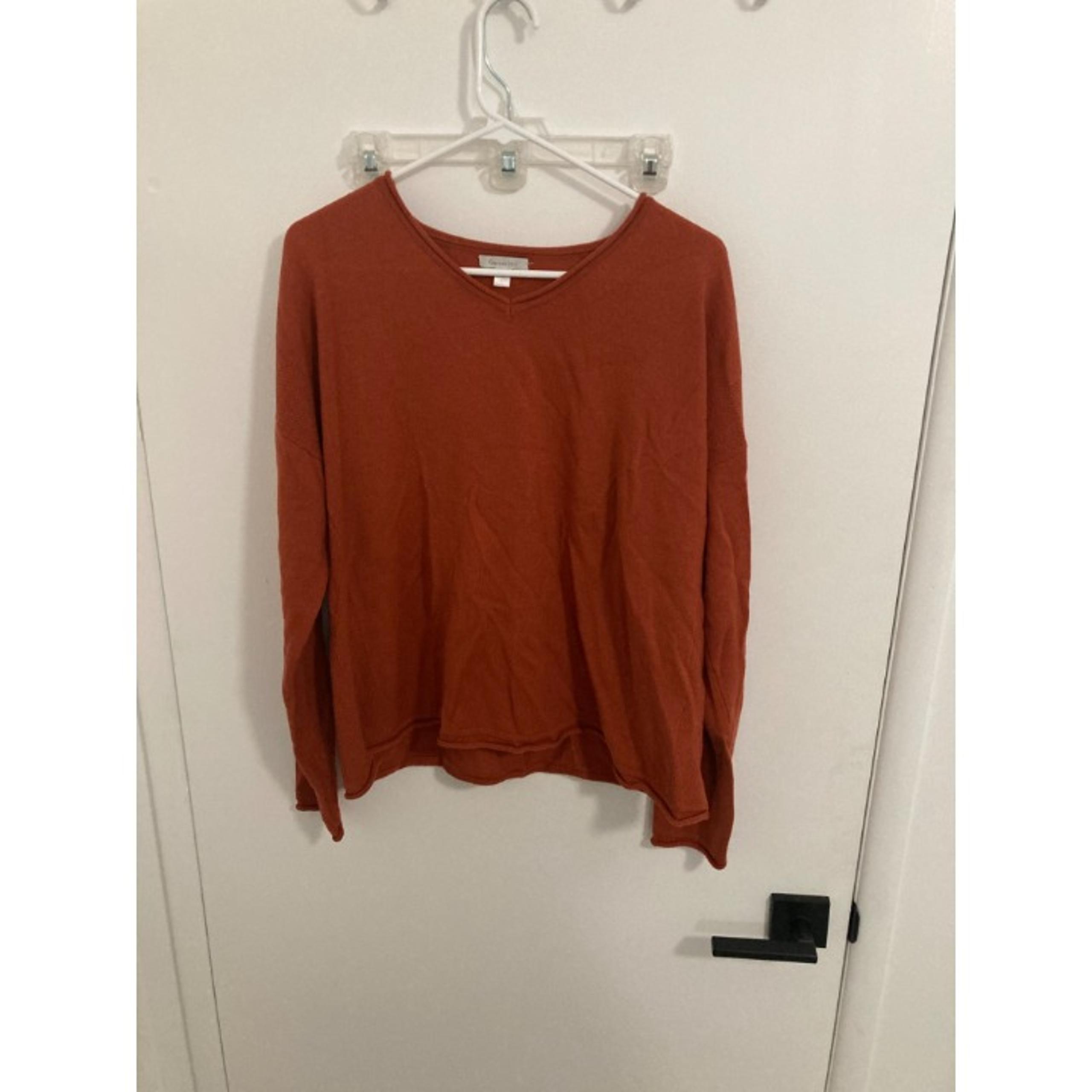 Garnet Hill Women's Merino Wool Pullover Sweater, Burnt Orange, Large