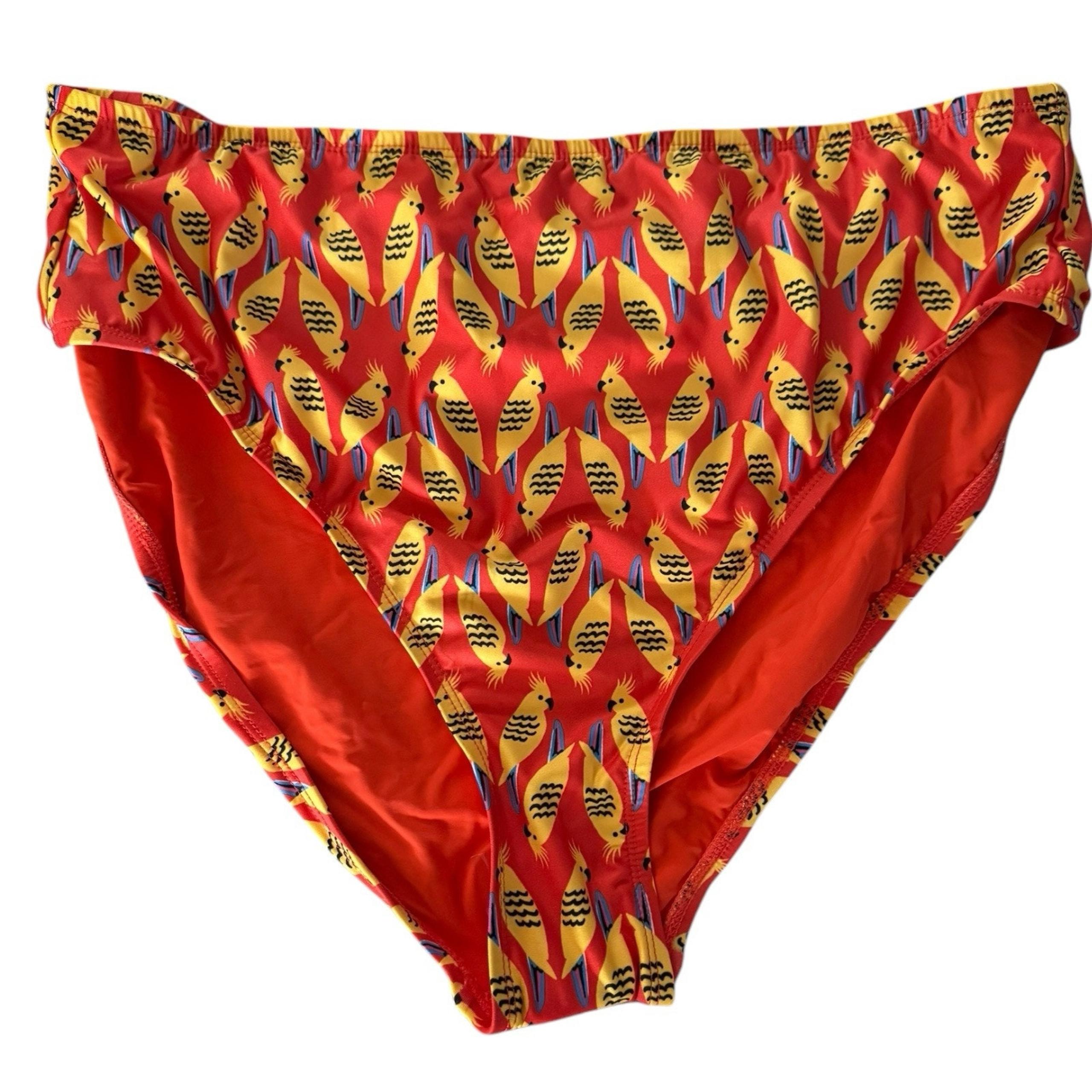 NWT ModCloth The Franky High Waisted Parakeet Bird Print Bikini Bottom Size 1X