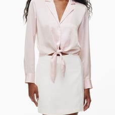 ARITZIA Wilfred Tie-Front Satin Blouse Limited Edition — Mochi Pink Sz S