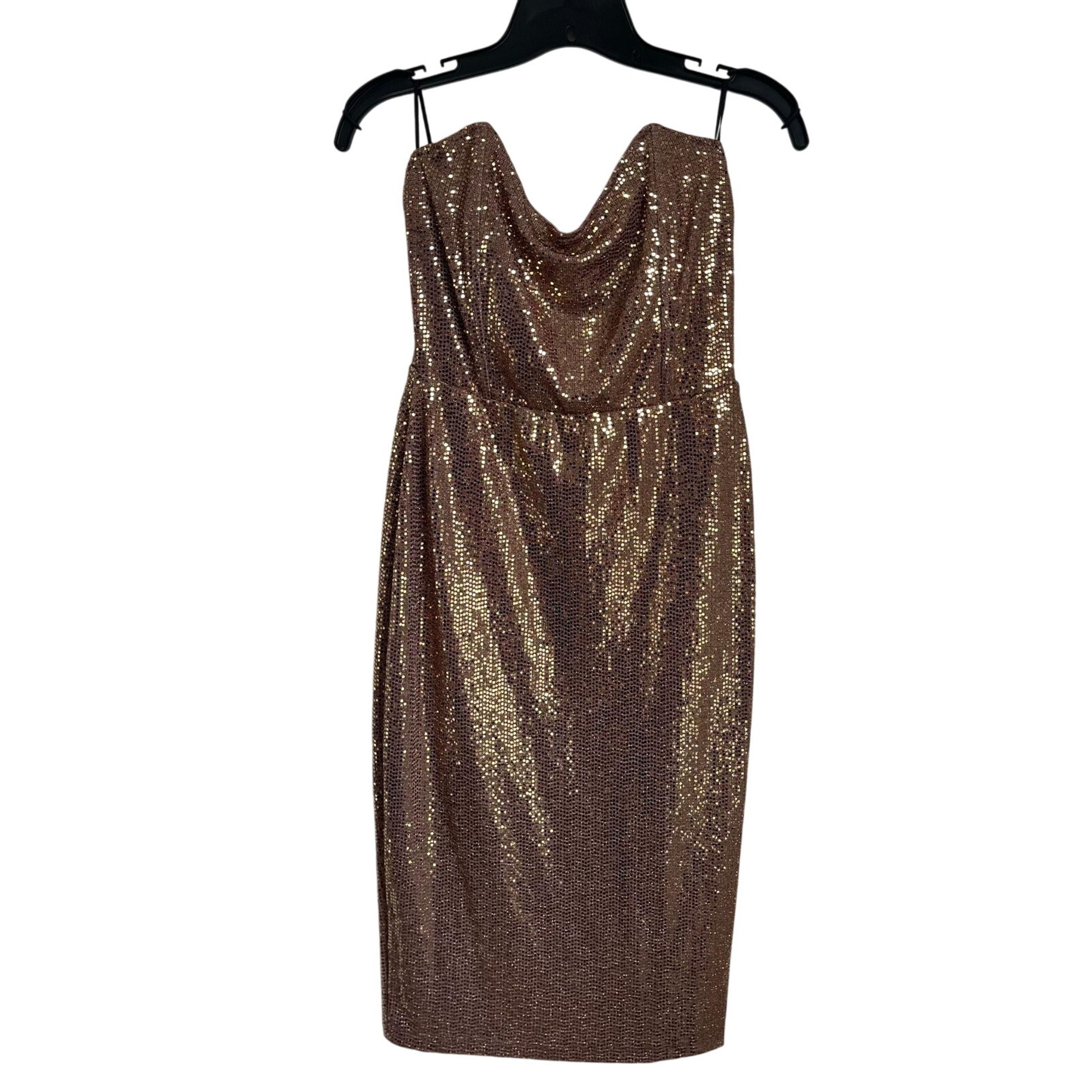 Fashion Nova Rose Gold Strapless Knee Length Dress Size Large