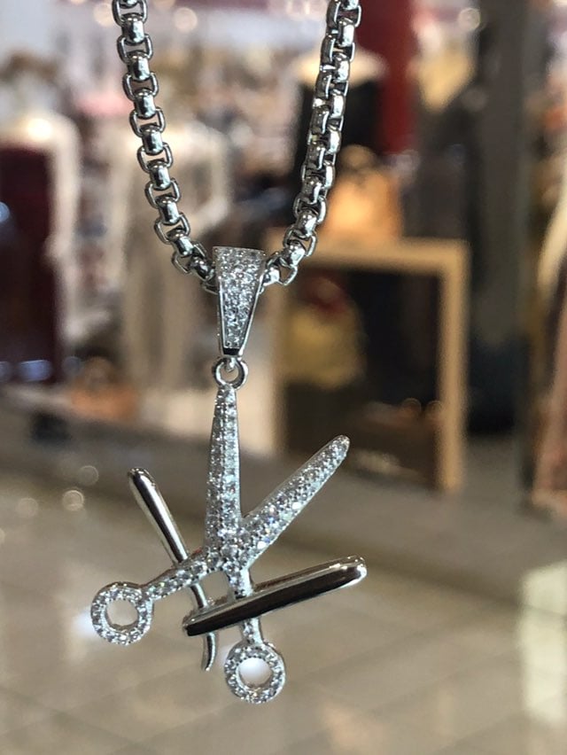 Brand New Real Silver Scissors Necklace