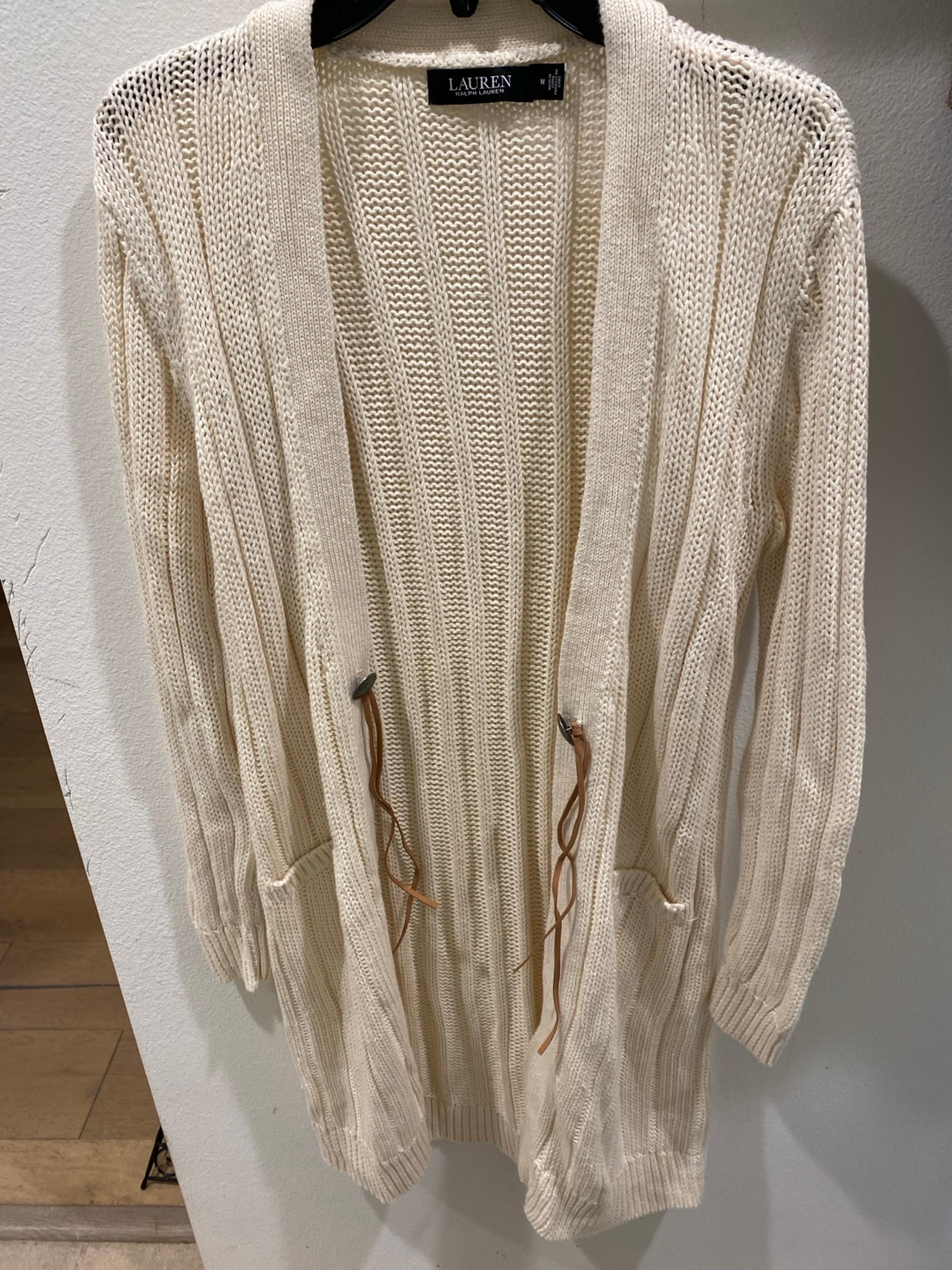 Brand new ralph Lauren women linen cotton Cardigan sweater size m beige