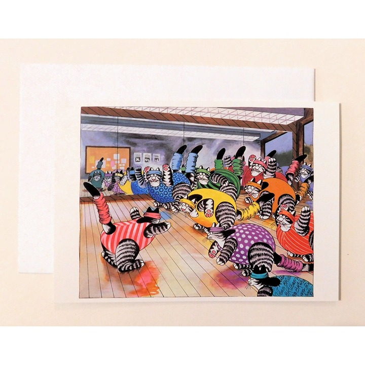 B. Kliban Cat Aerobics At The Gym Blank Notecard Envelope 6.75" x 4.75"