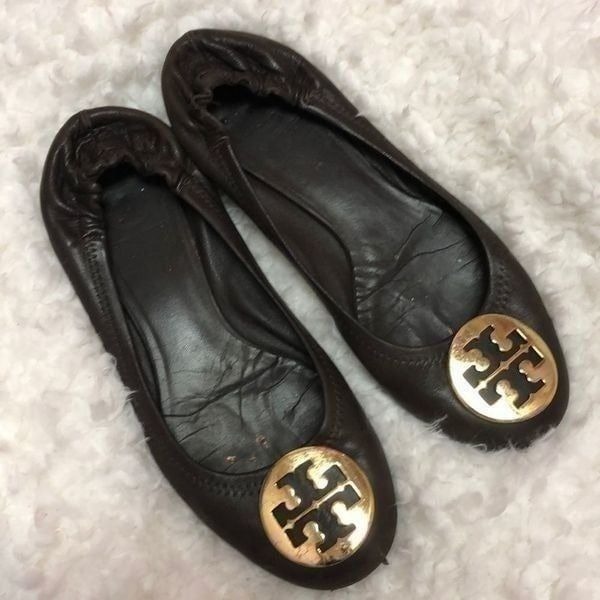 Tory Burch Miller Chocolate brown gold ballet flat