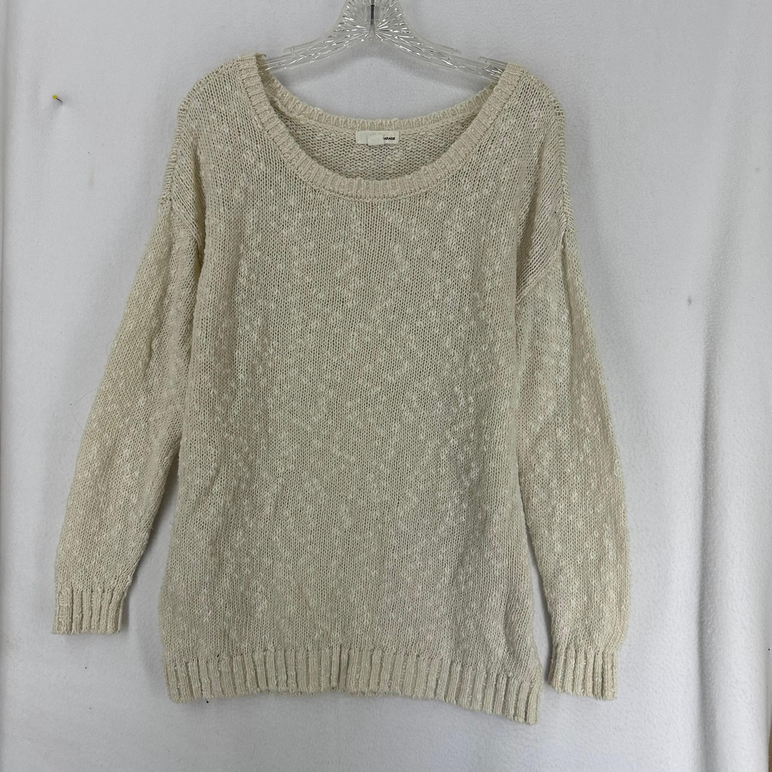 Garage Pullover Long Sleeve Knit Oversized Sweater Women’s XS Beige