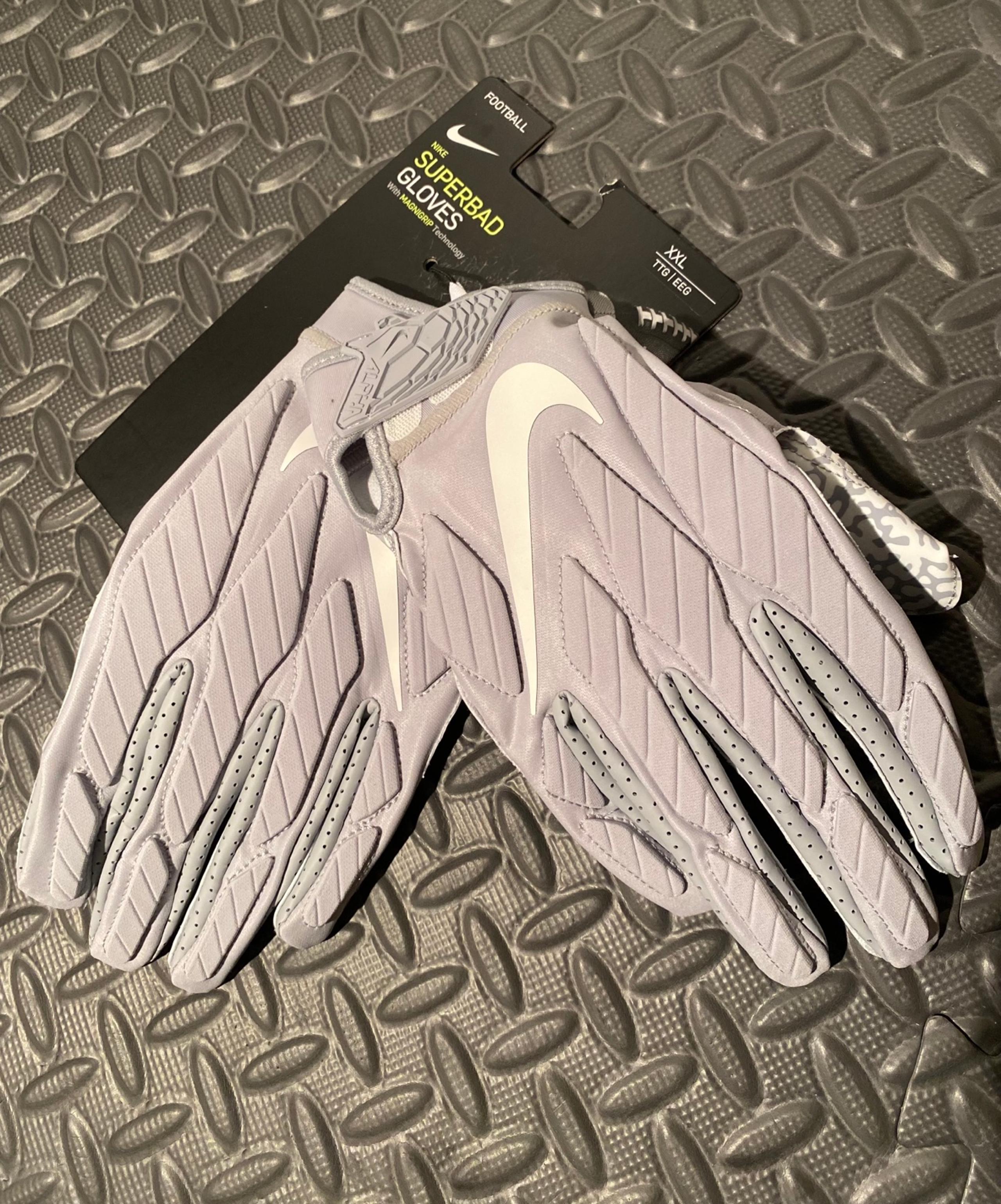 NEW Nike Superbad 5.0 NFL NCAA Grey/White 2XL Football Reciever Gloves