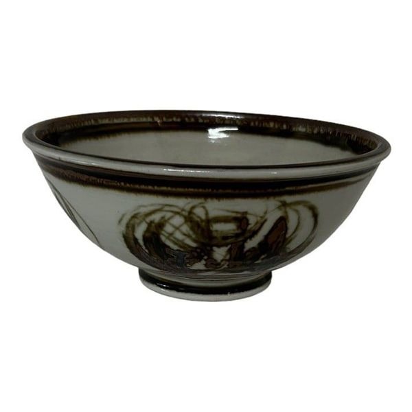 VINTAGE Splatter Louis Mideke Bowl Studio Art Pottery Abstract Asian Inspired 7