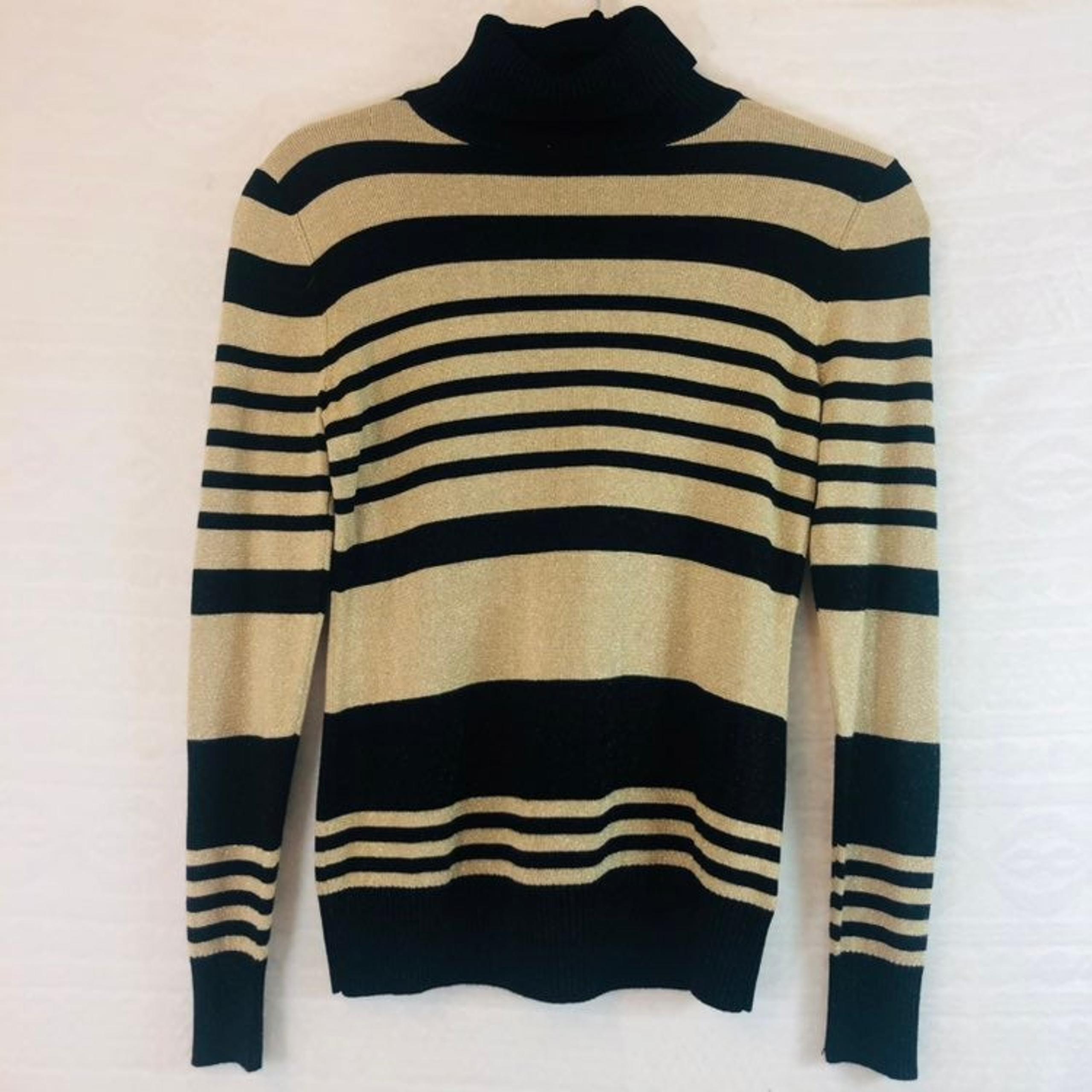 Joseph A. Petite SP Black/Gold Turtlenec