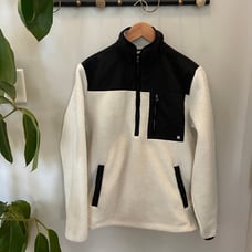 Hurley Men’s Soft Sherpa Quarter Zip Pullover White/Black - Small (EUC) MSRP 90